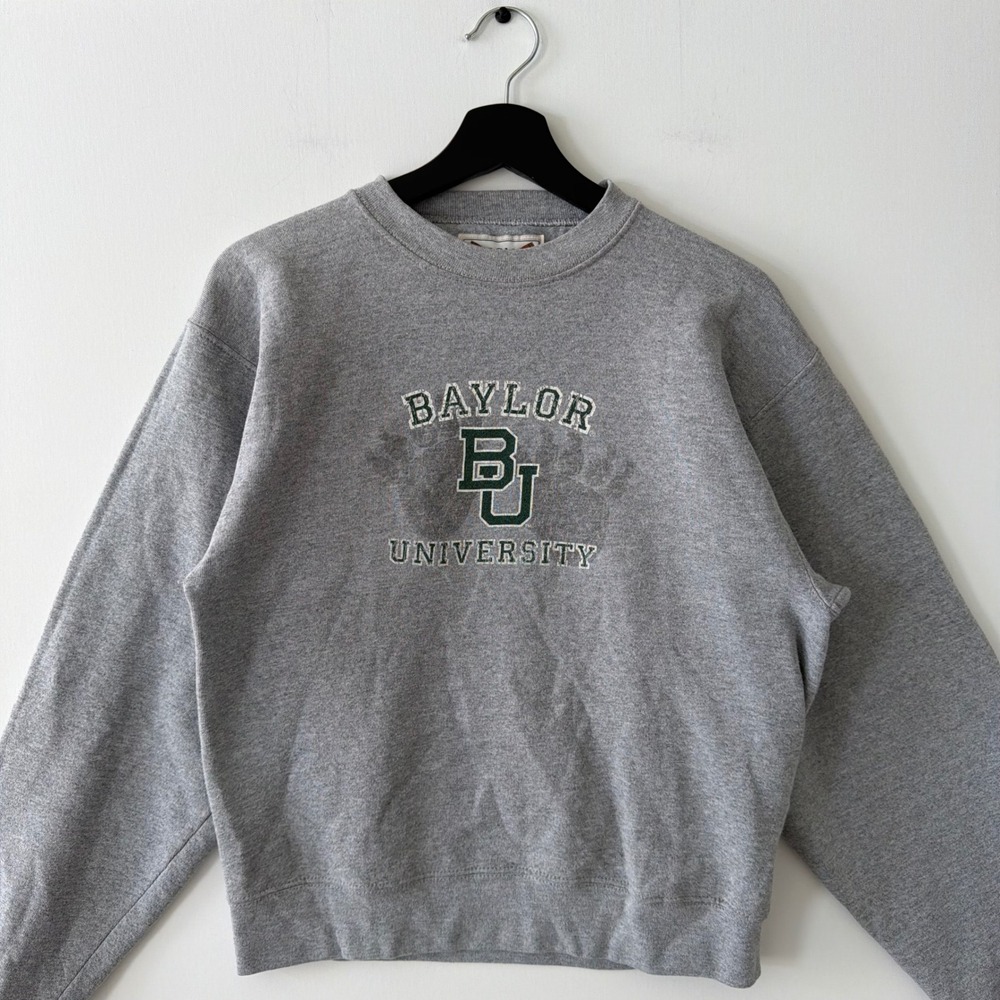 Vintage Oarsman 913 Baylor University Sweatshirt Gray Womens S 90s Made in USA